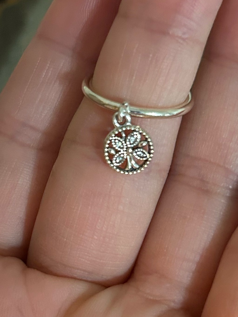 Pandora Family Tree Cubic Zirconia Dangle Ring - Picture 3 of 5